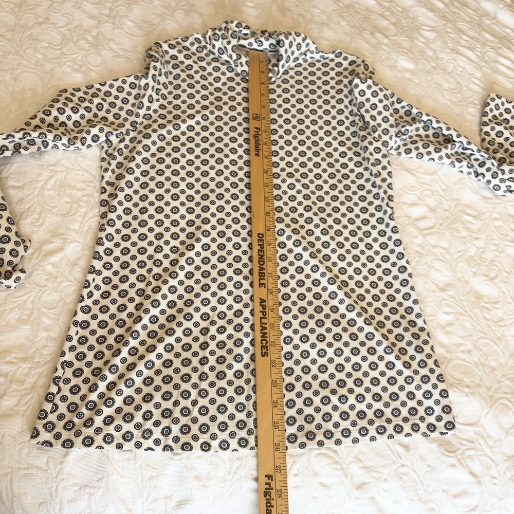 Lands' End Turtleneck Top Womens L Tall 14-16 White Black Floral Stretch Modal - Picture 3 of 7